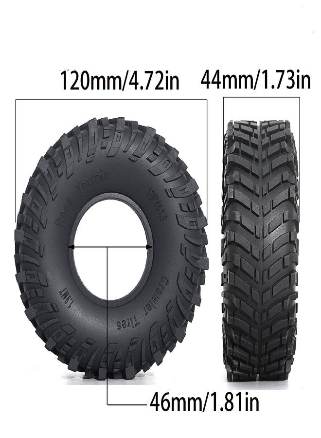 Chanjorlin 1.9 inch RC Crawler Tires OD 120mm All Terrain Soft Rubber Mud Tyres with Foam for 1/10 Rock Crawler Car Traxxas TRX4 Axial SCX10 III RC4WD D90 TF2 Gen8 RR10 1.9" Beadlock Wheels 4PCS - Image 2